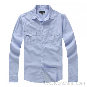 Couleurs de couleur pure Coton Double poches chemises